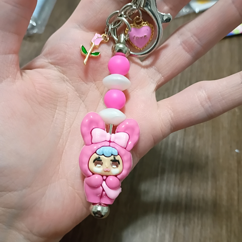 Pink Bunny Charm Keychain - Picture 4 of 4